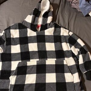 Urban Heritage Black and White Sherpa Plaid Hoodie